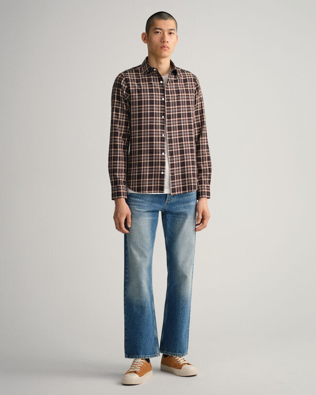 Chemise slim fit en serg&eacute; &agrave; carreaux