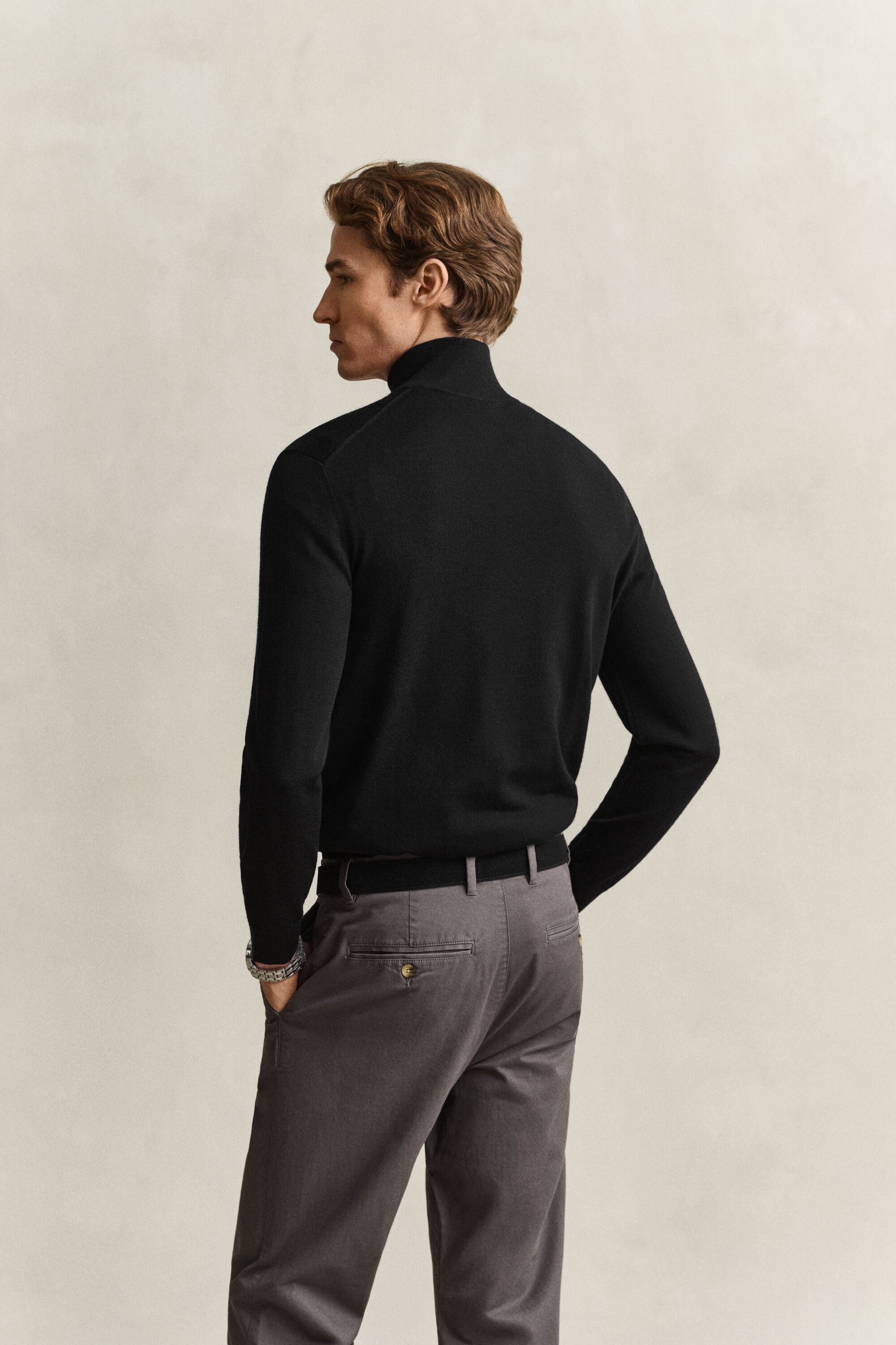 Pull à demi-zip en laine mérinos