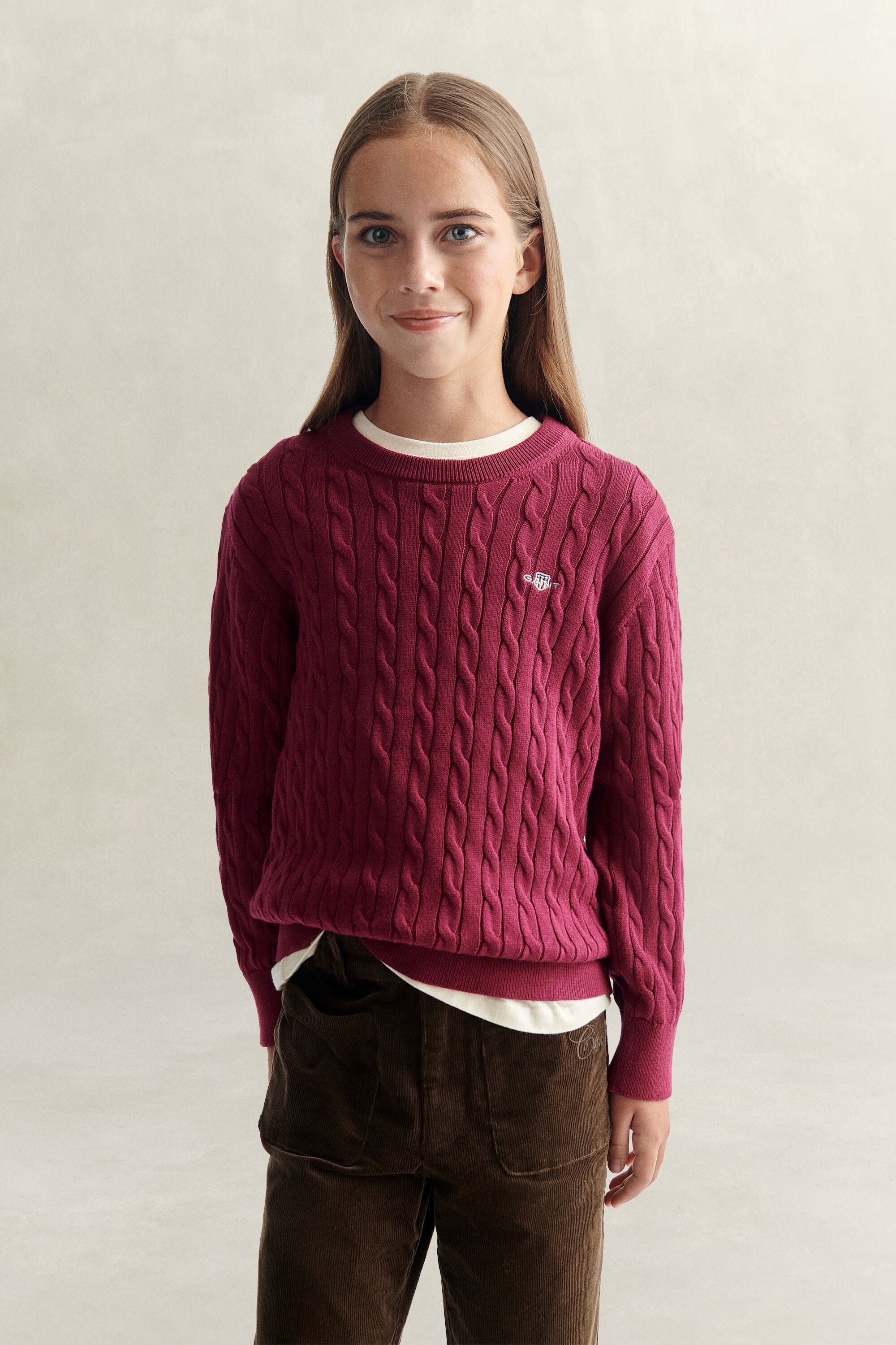 Pull en maille torsadée avec écusson Ado Fille