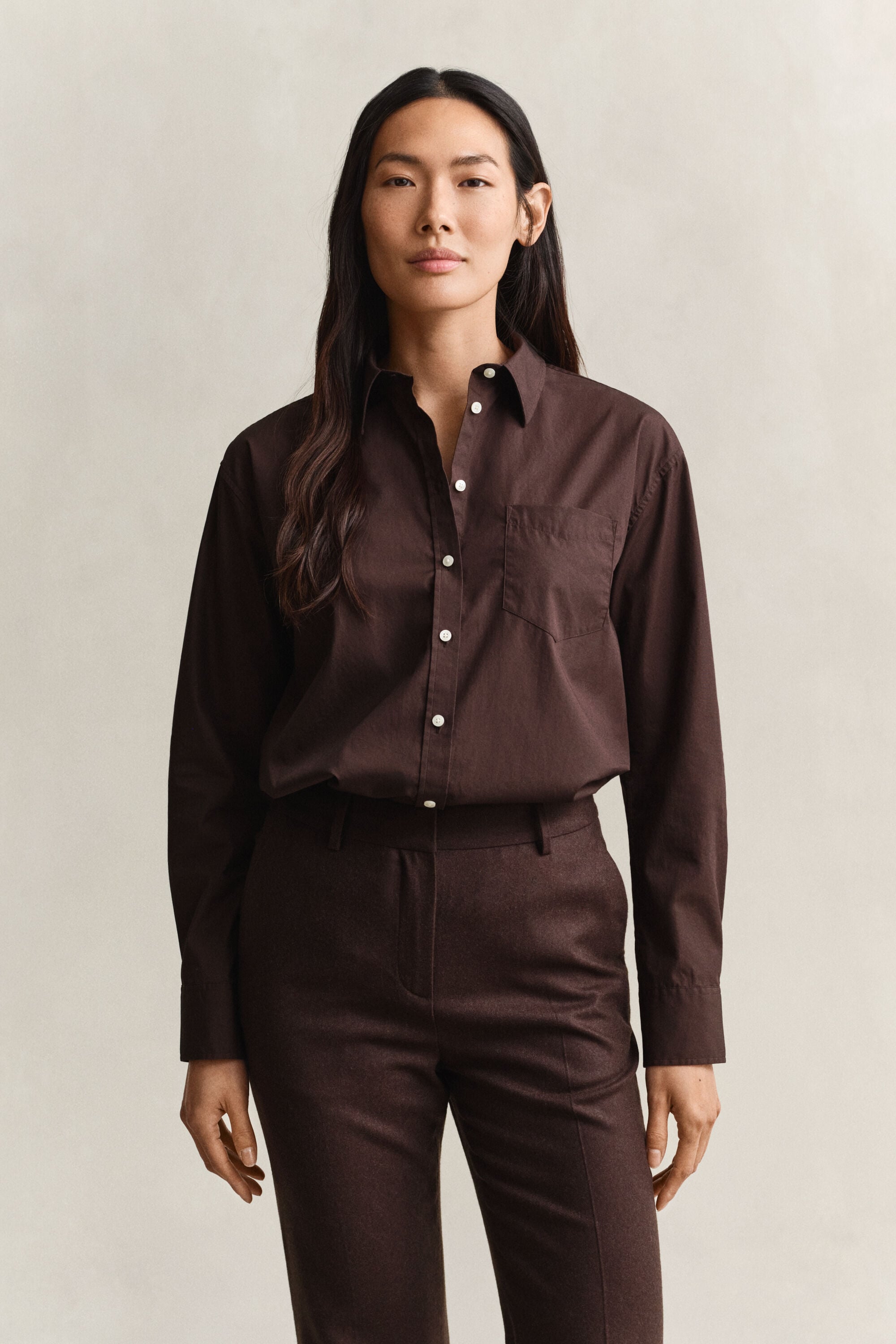 Chemise coupe décontractée en popeline classique