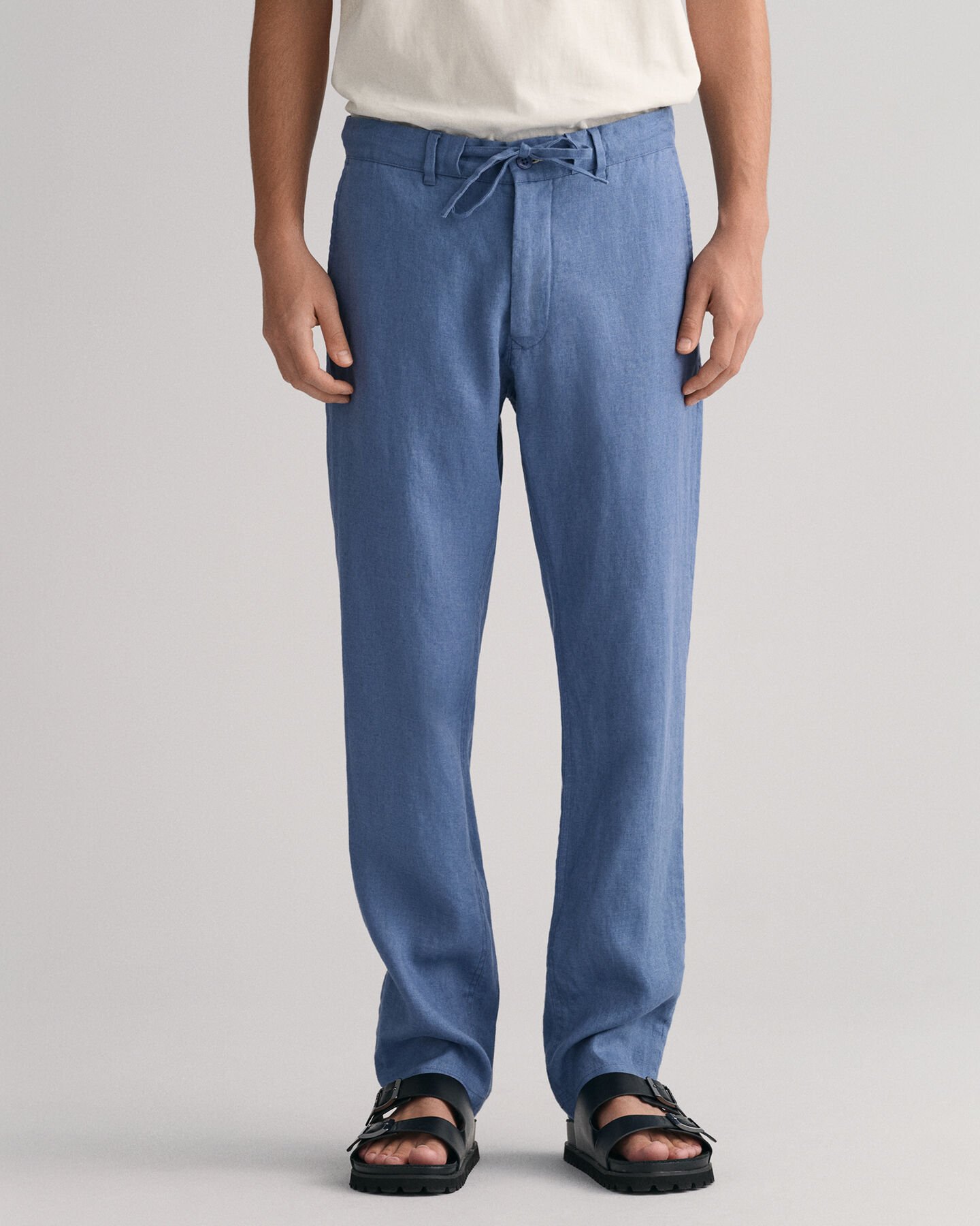 Pantalon relaxed fit en lin avec cordon de serrage