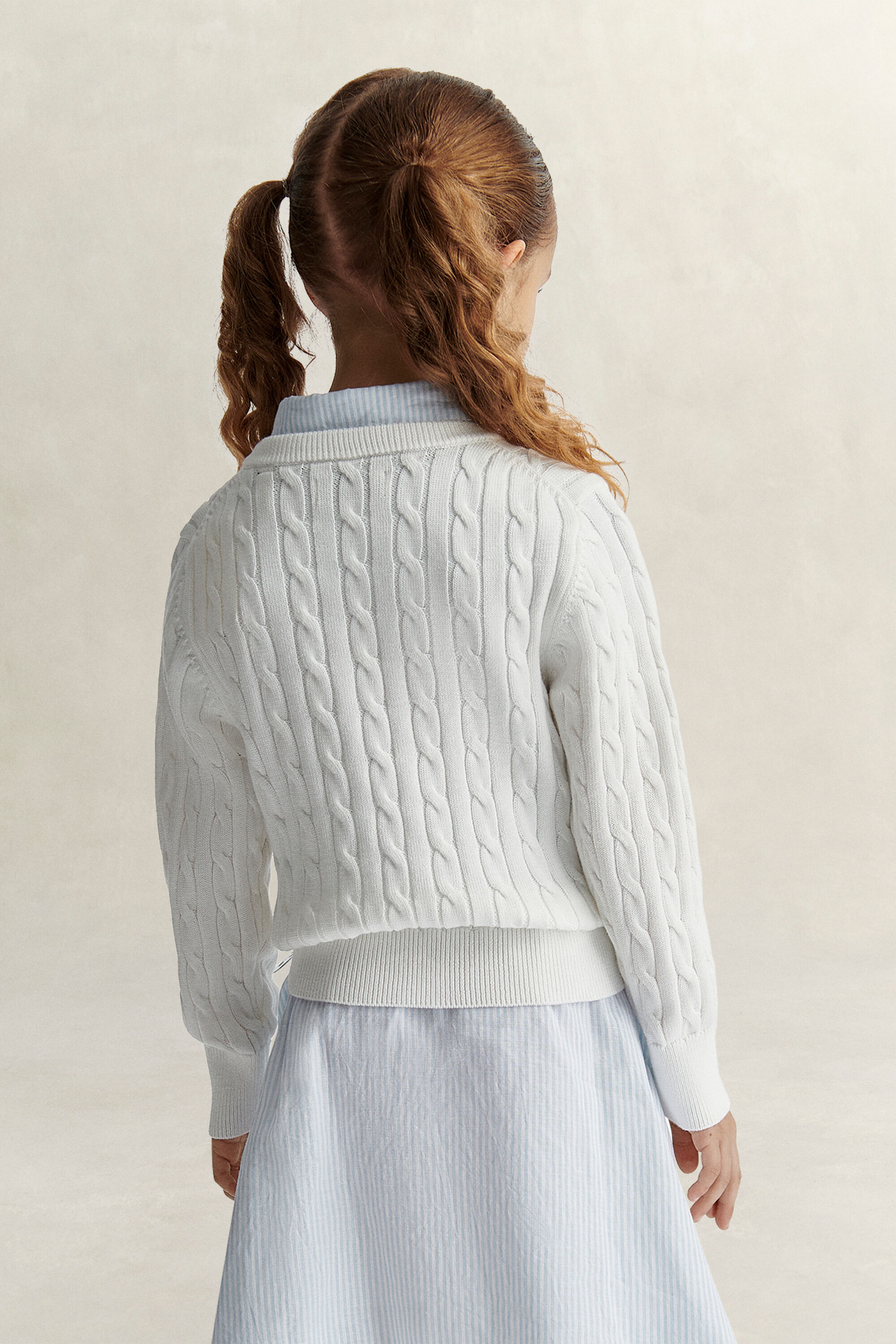 Pull en maille torsadée Shield Fille