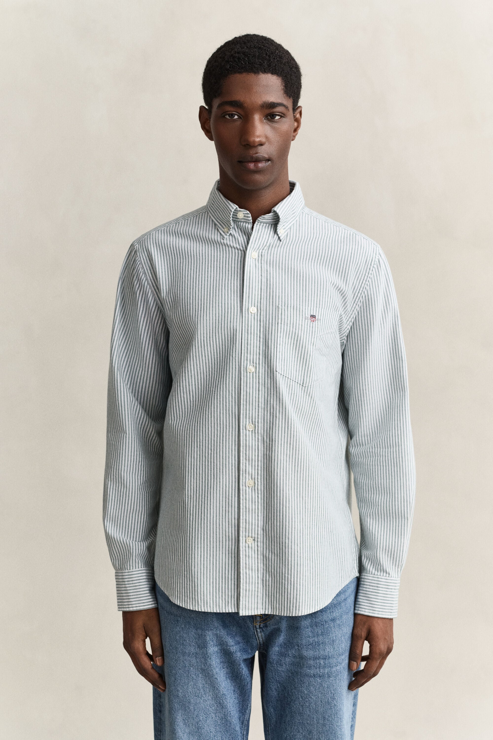 Chemise en coton Oxford regular classique à rayures