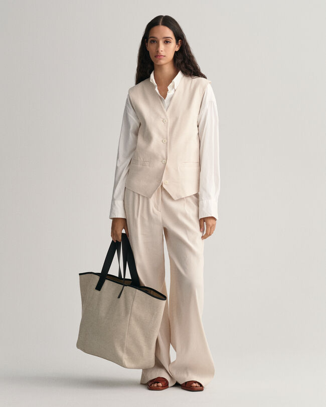 Gilet regular fit en lin stretch