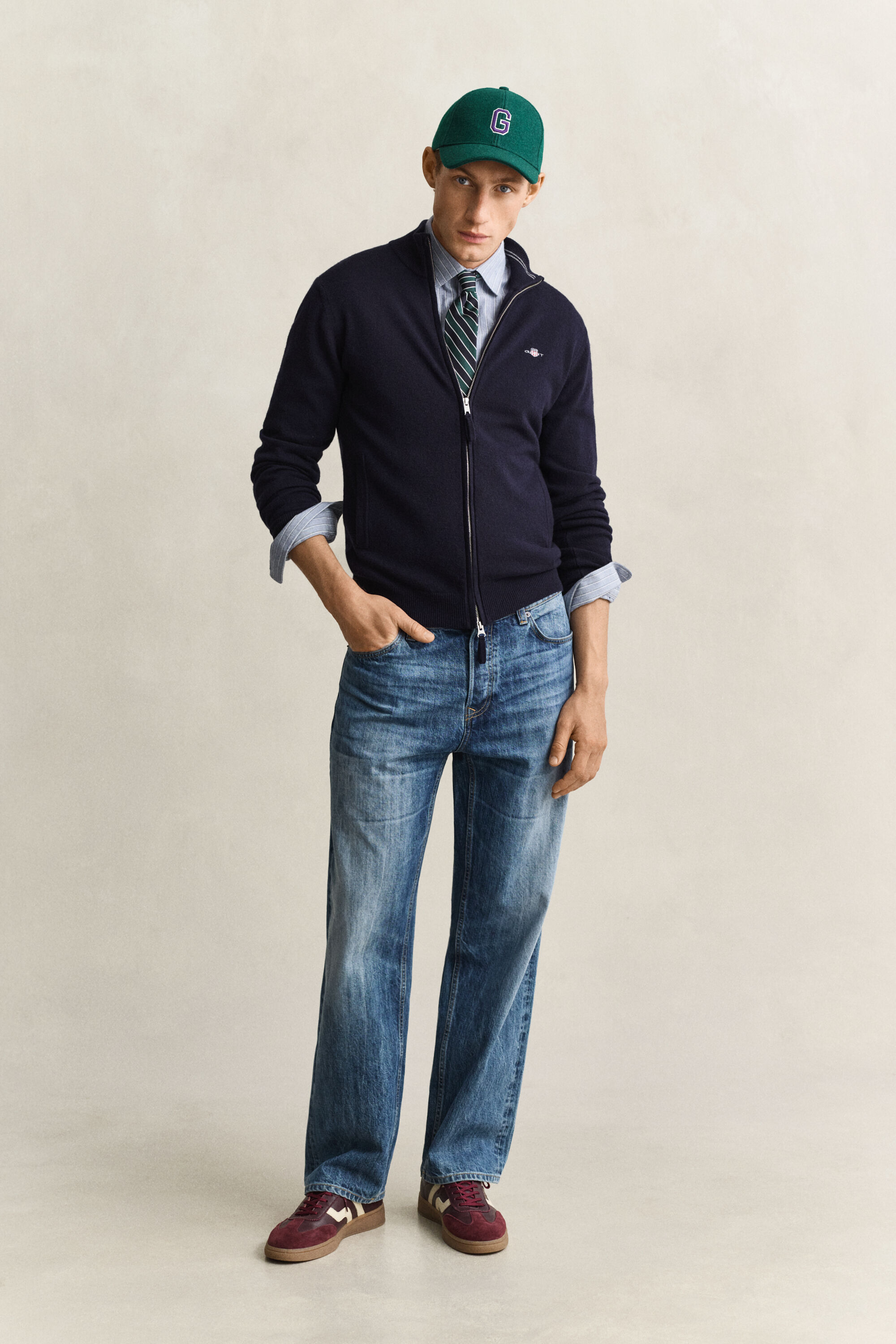 Cardigan zippé en laine d’agneau
