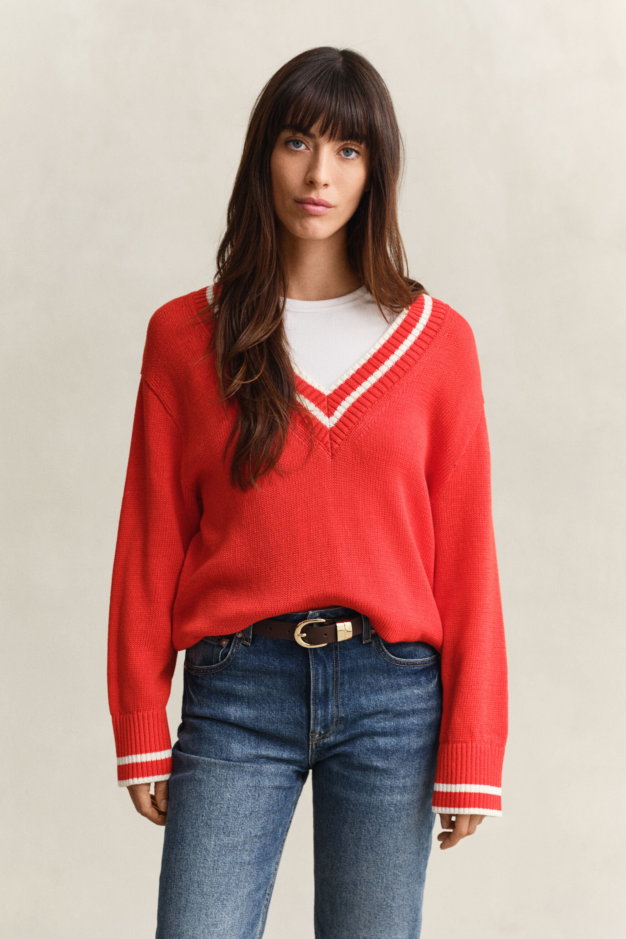 Pull col V en coton