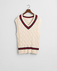 Pull sans manches en maille torsadée