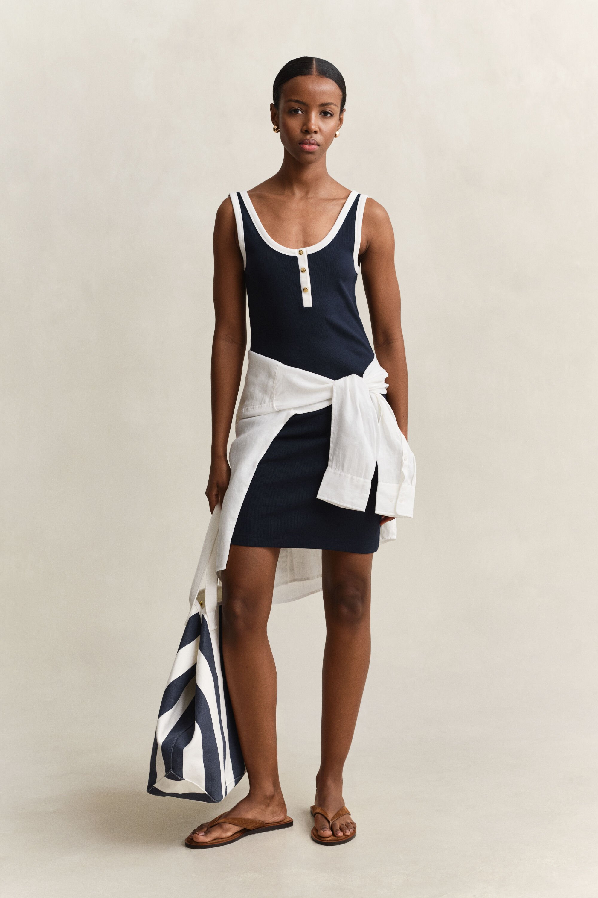 Robe débardeur côtelée