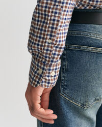 Chemise regular fit en serg&eacute; vichy l&eacute;ger