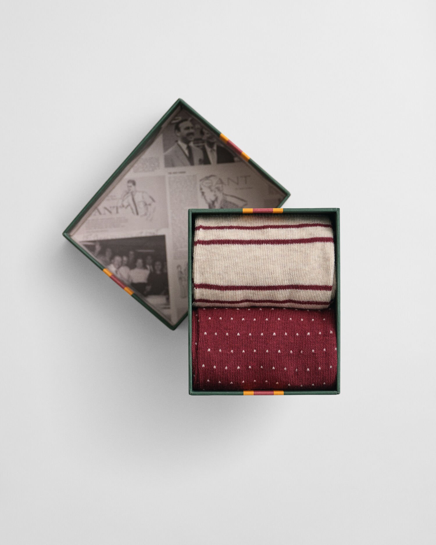 Coffret cadeau de 2 paires de chaussettes à rayures et à pois