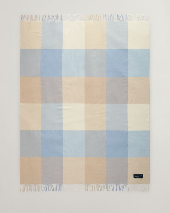 Jeté de lit en laine mérinos extra-fine à carreaux