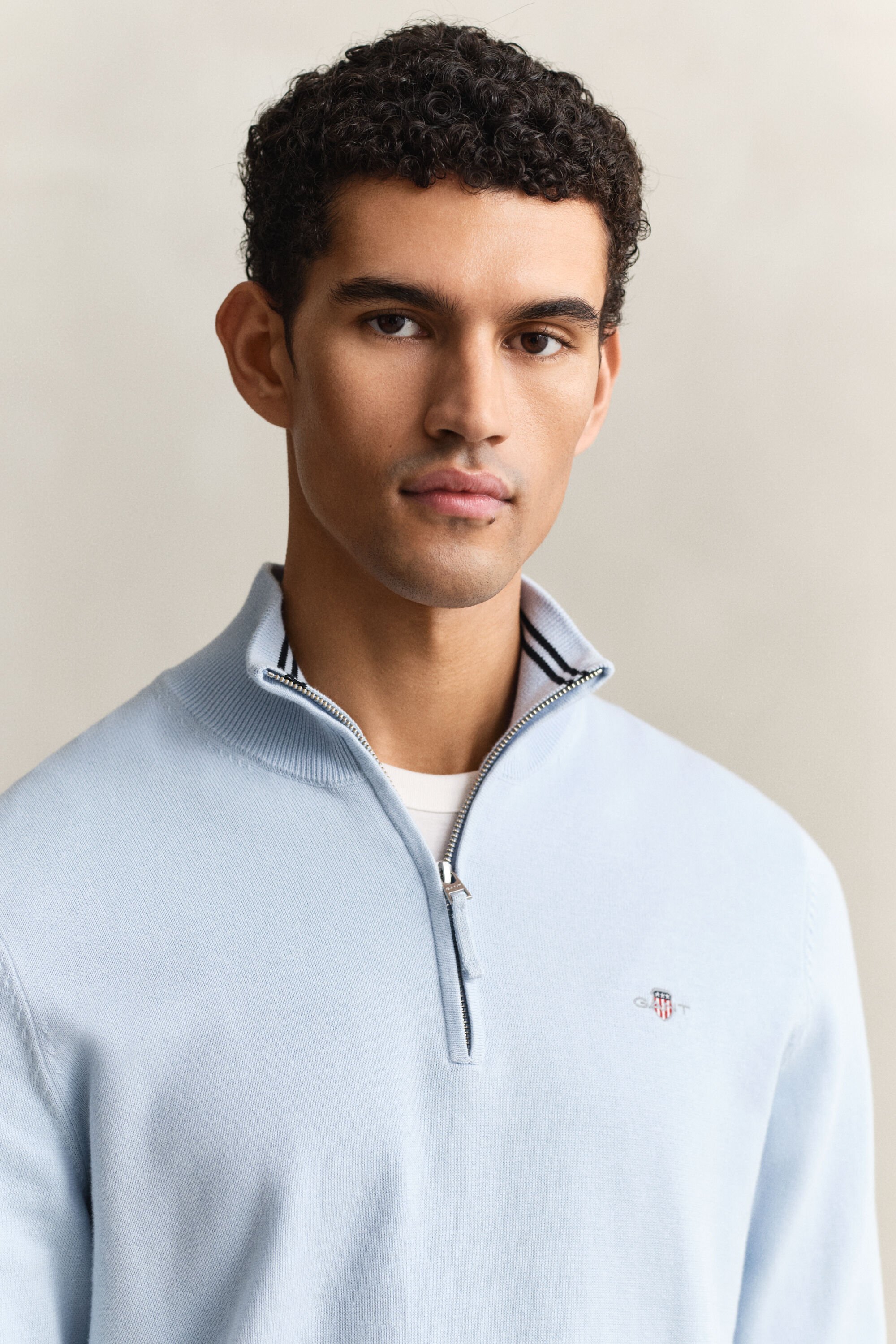 Pull à demi-zip en coton classique