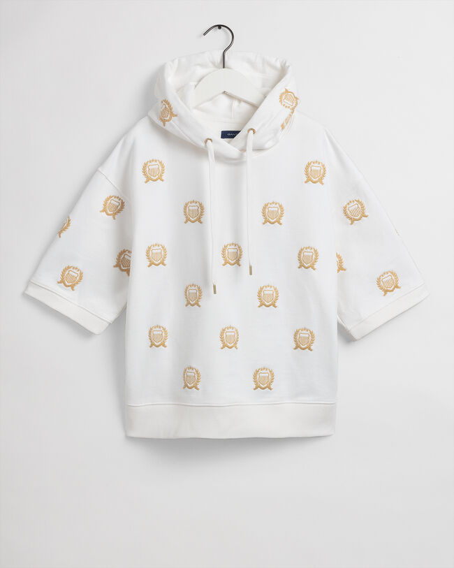 Sweat &agrave; capuche avec manches courtes et broderies Crest