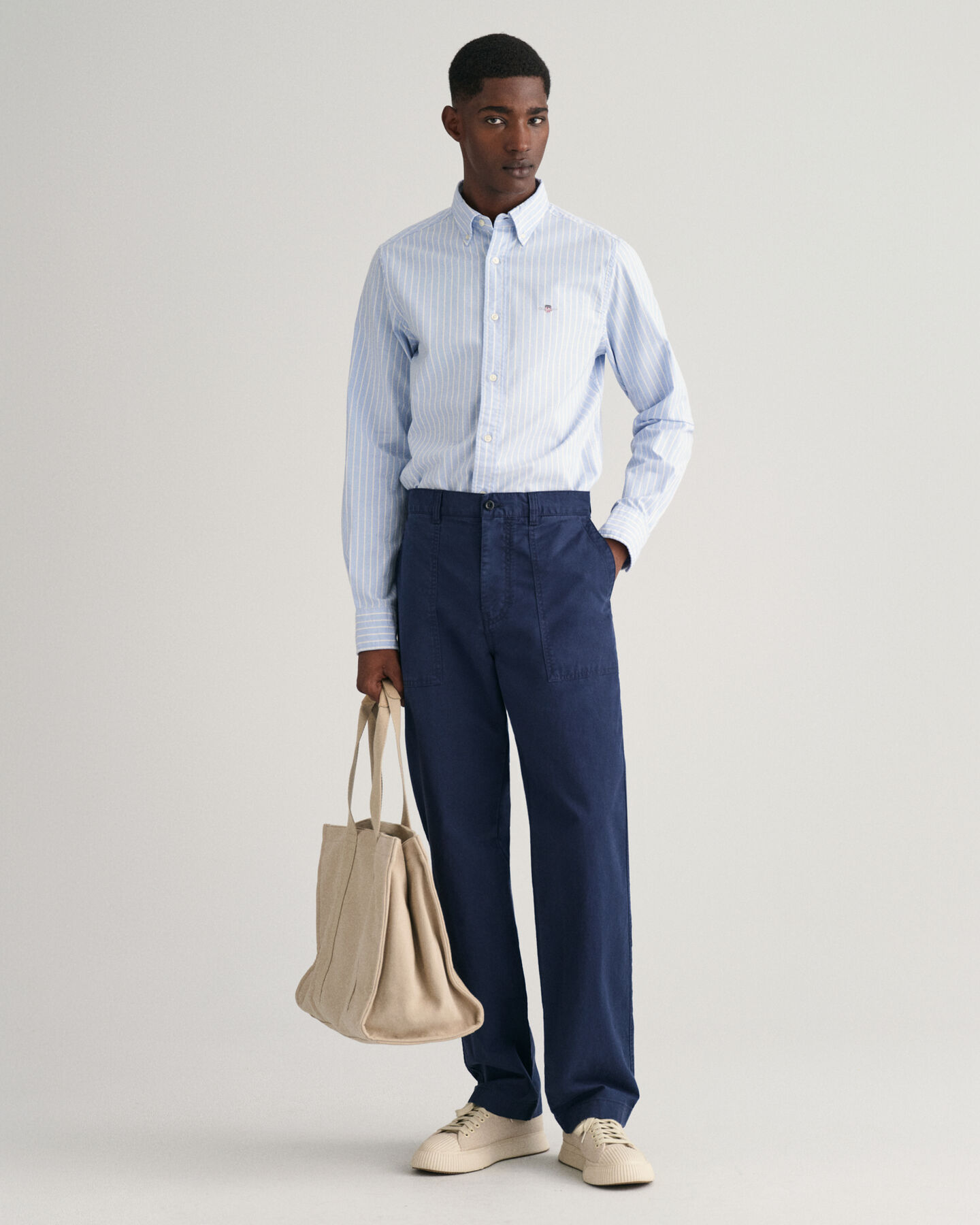 Chemise slim fit en coton Oxford stretch &agrave; rayures