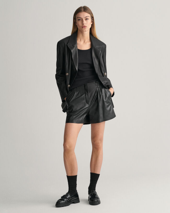 Veste blazer regular fit en cuir