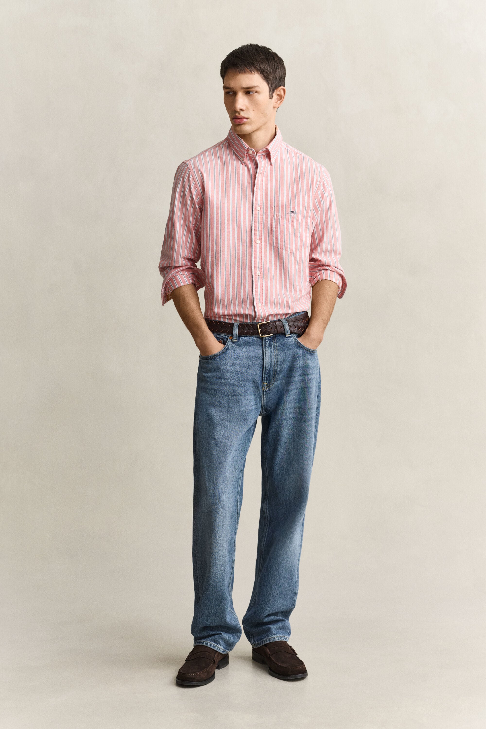 Chemise en coton Oxford classique à rayures