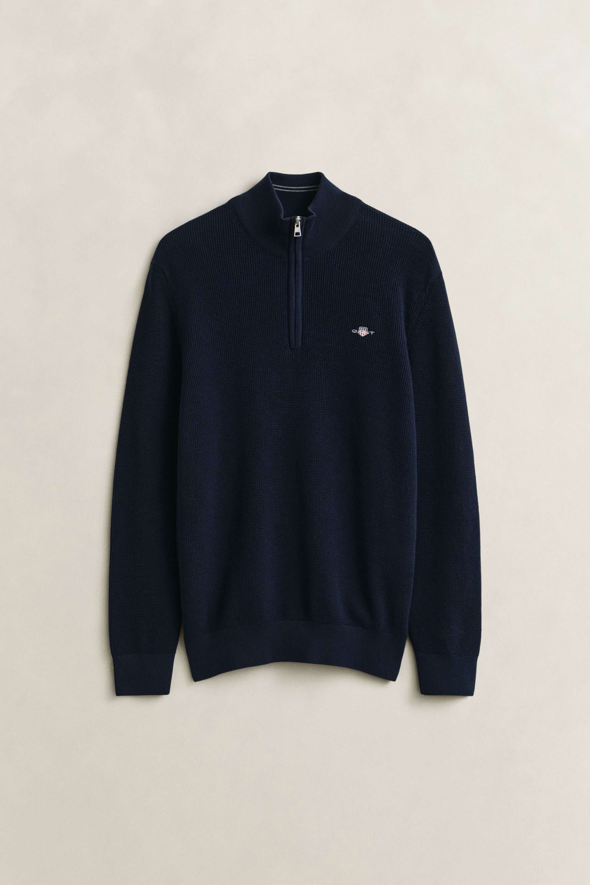 Pull à demi-zip en coton texturé