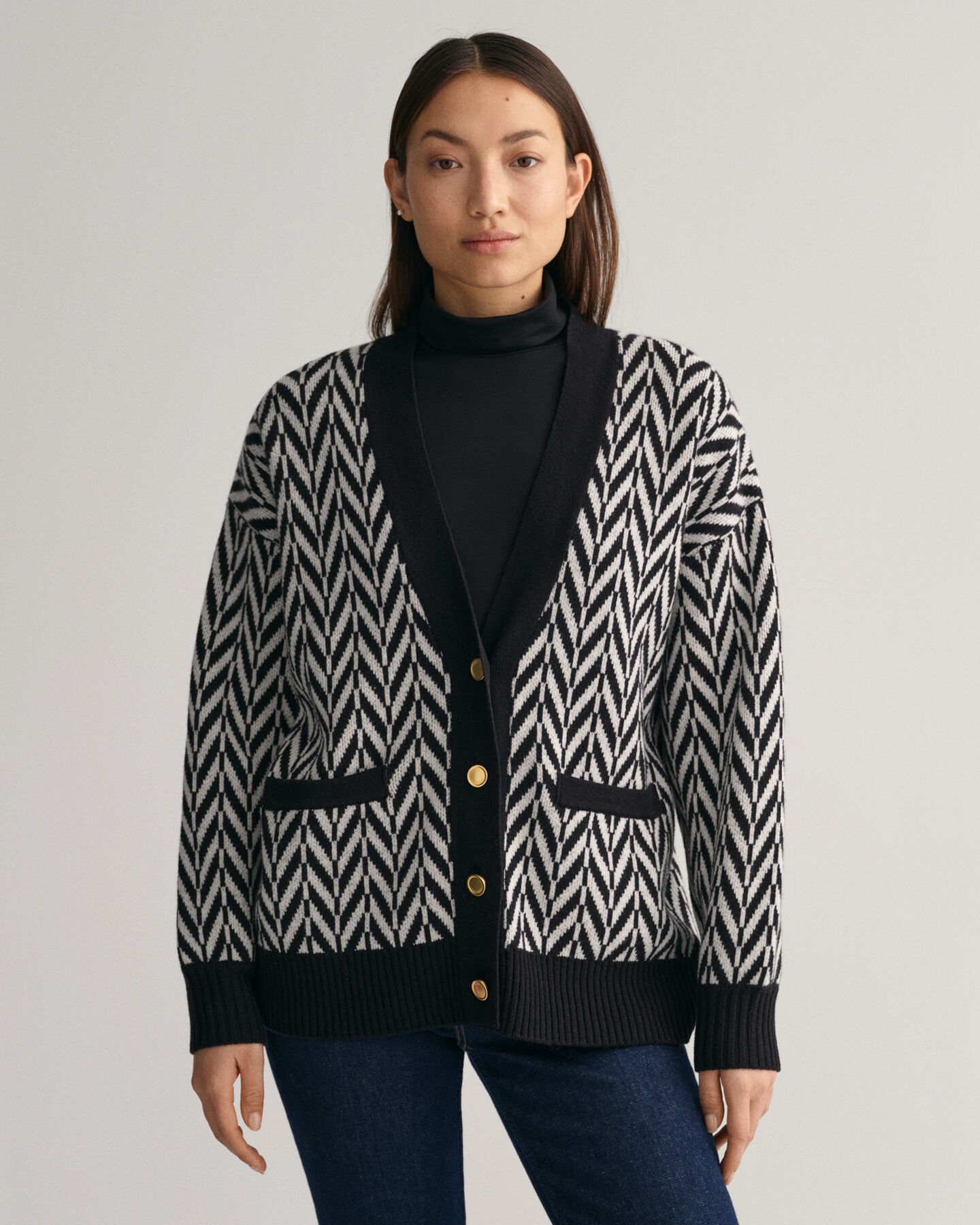 Cardigan &agrave; chevrons multicolores