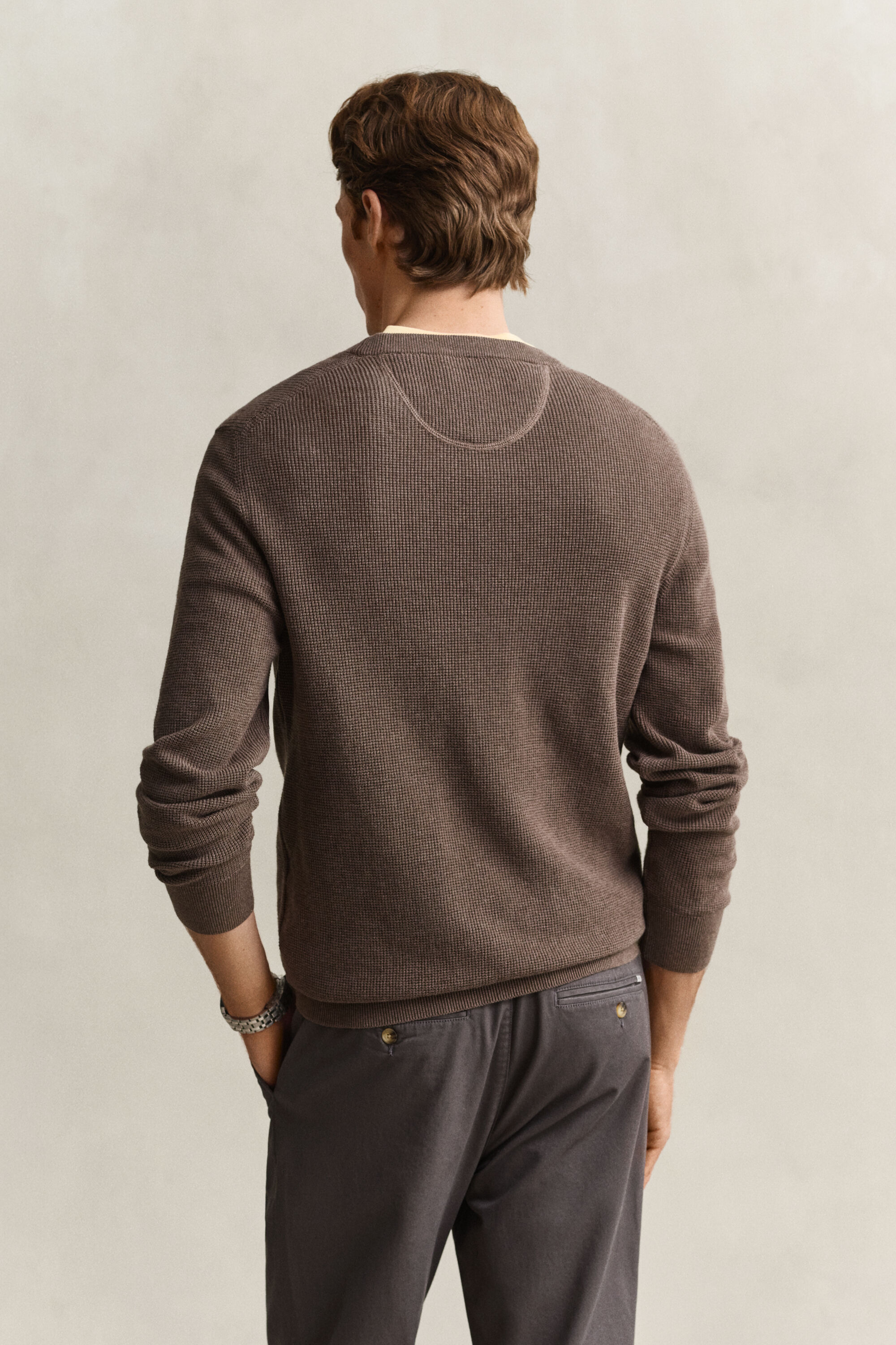 Pull col rond en coton texturé