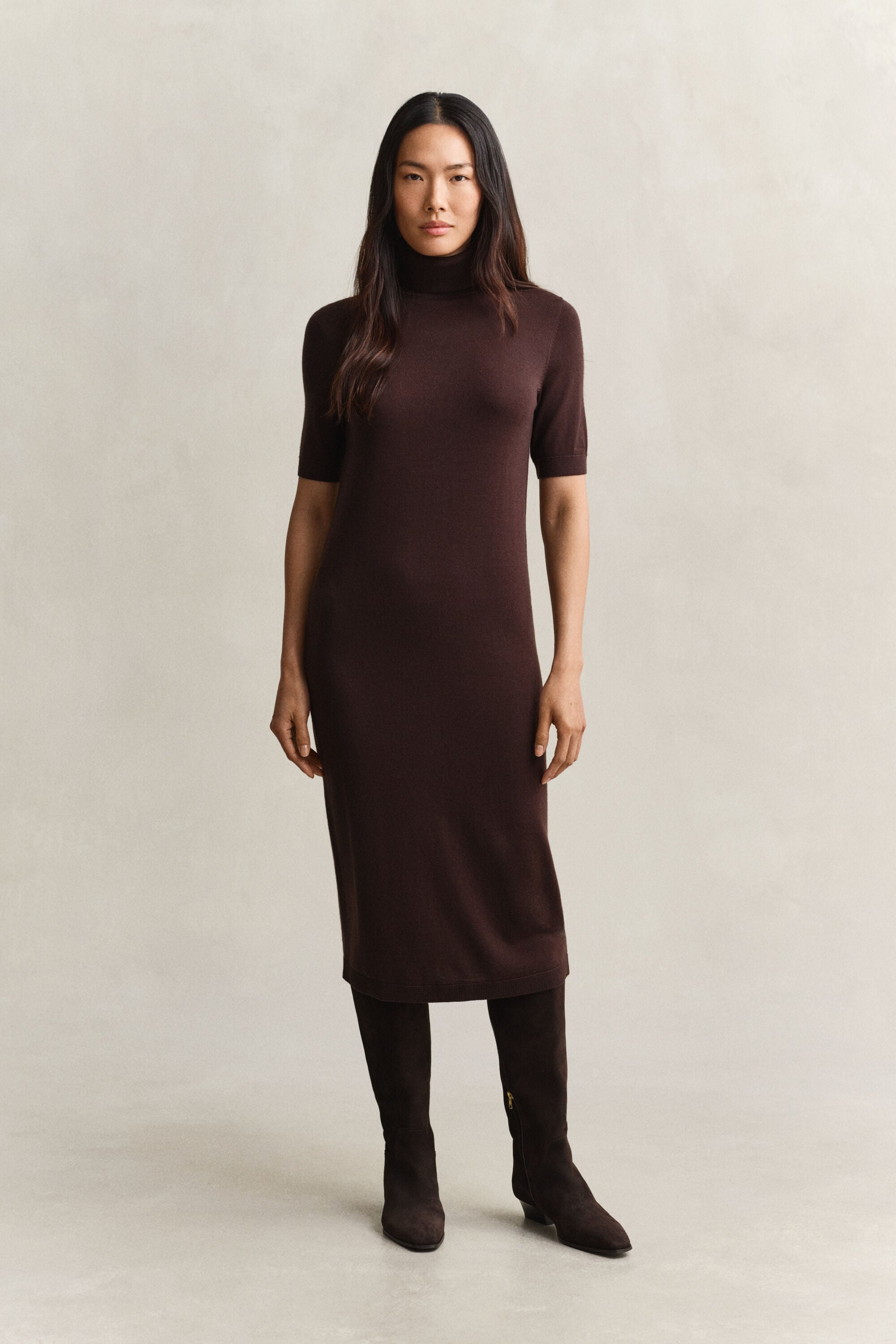 Robe en laine mérinos à col roulé