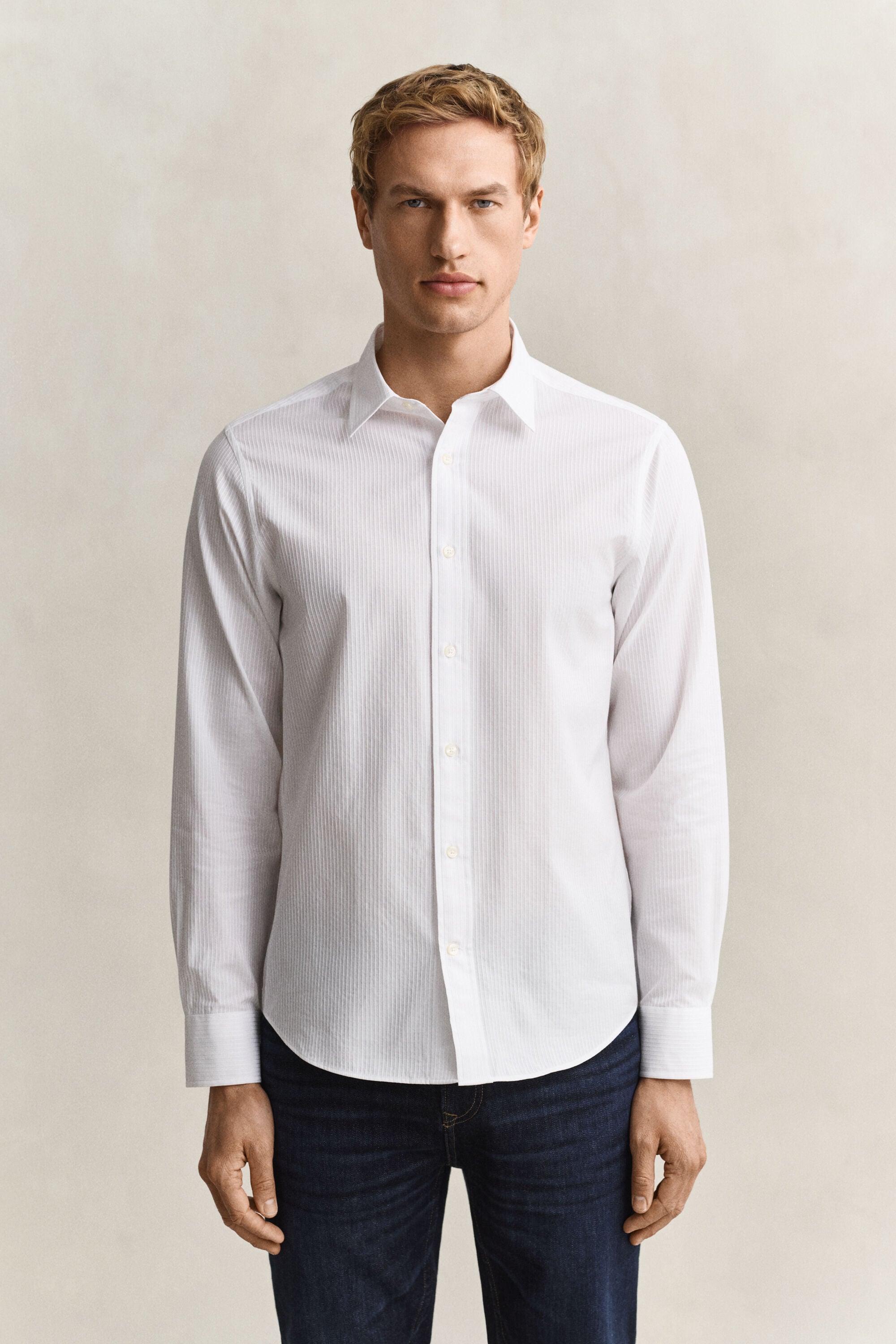 Chemise coupe regular à rayures dobby