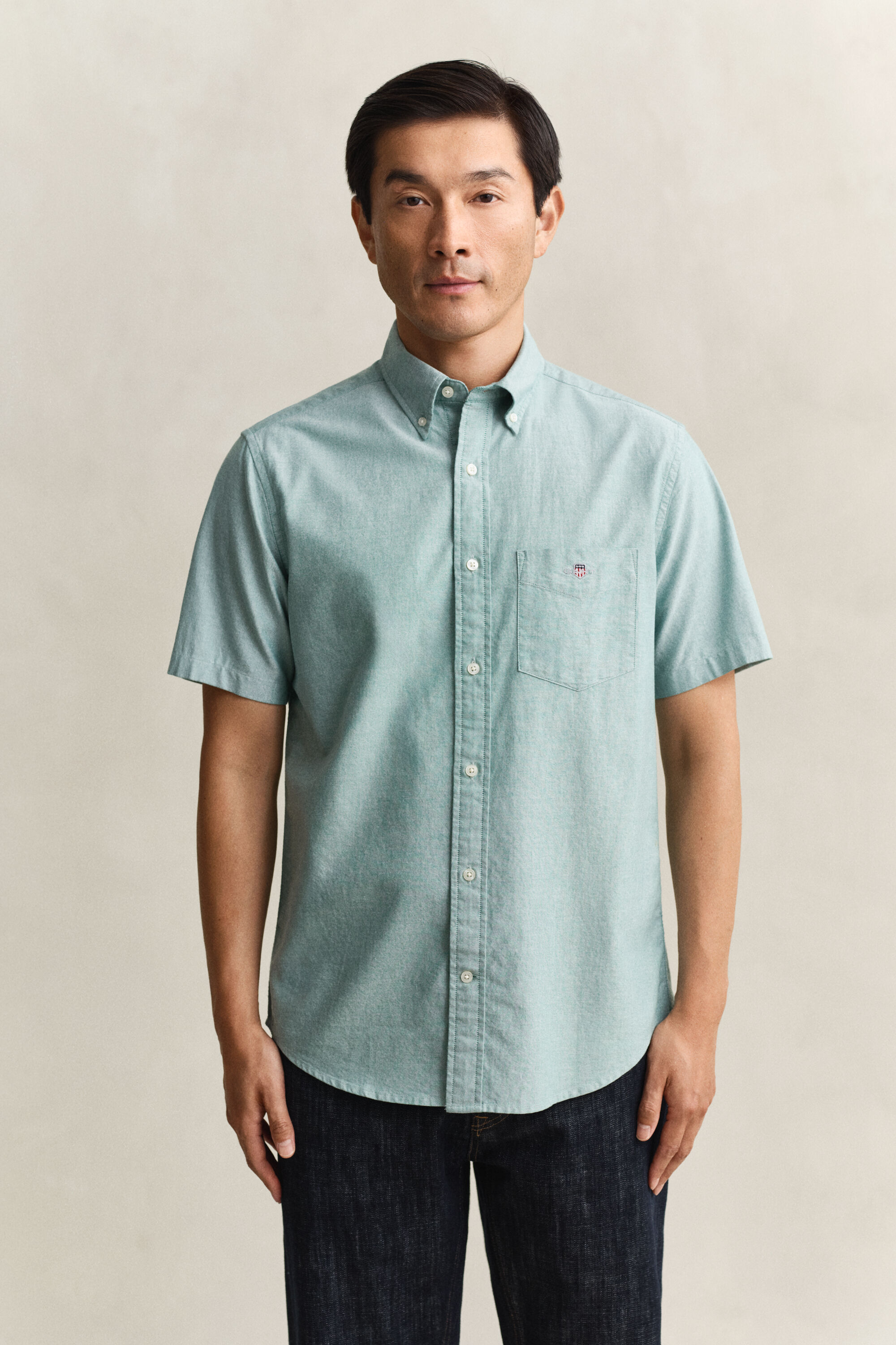Chemise à manches courtes en coton Oxford classique