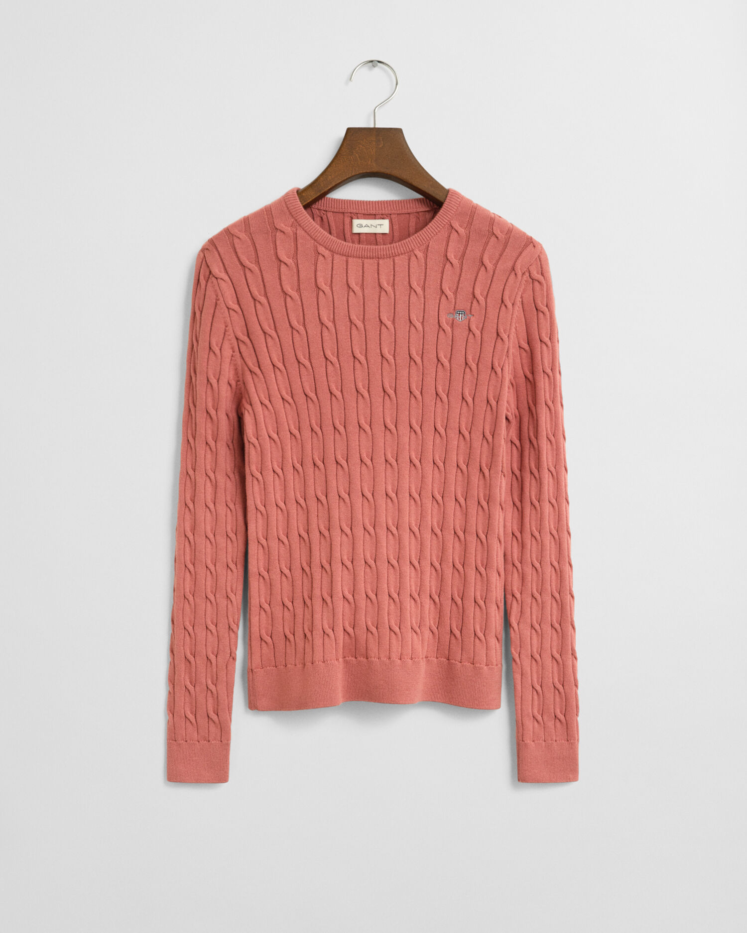 Pull col rond en maille de coton stretch à torsades Ado Fille