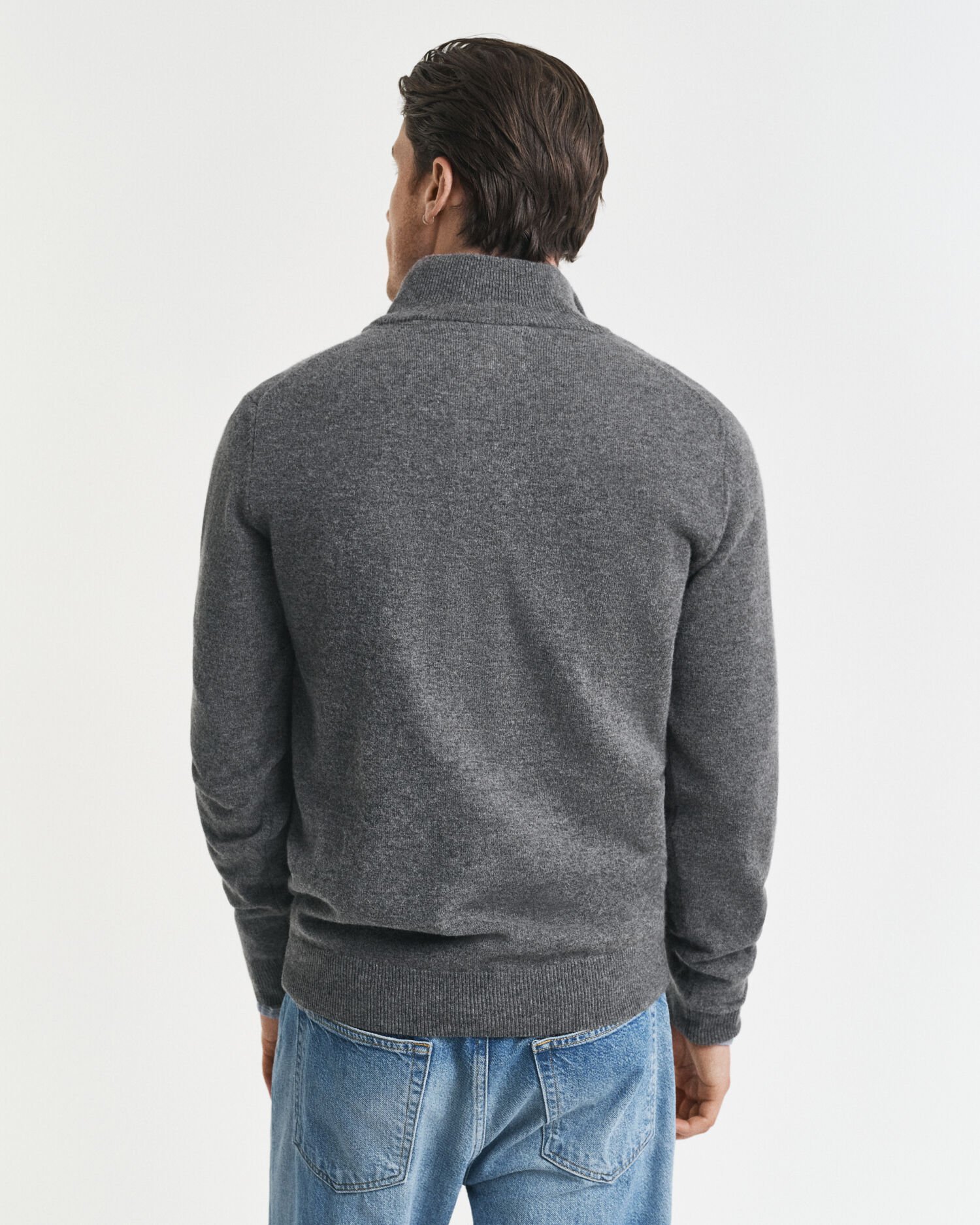 Pull à demi-zip en laine d'agneau ultra-fine