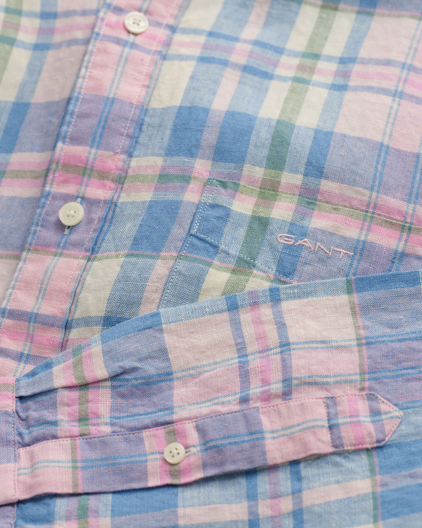 Chemise en lin &agrave; carreaux madras regular fit