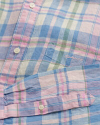 Chemise en lin &agrave; carreaux madras regular fit