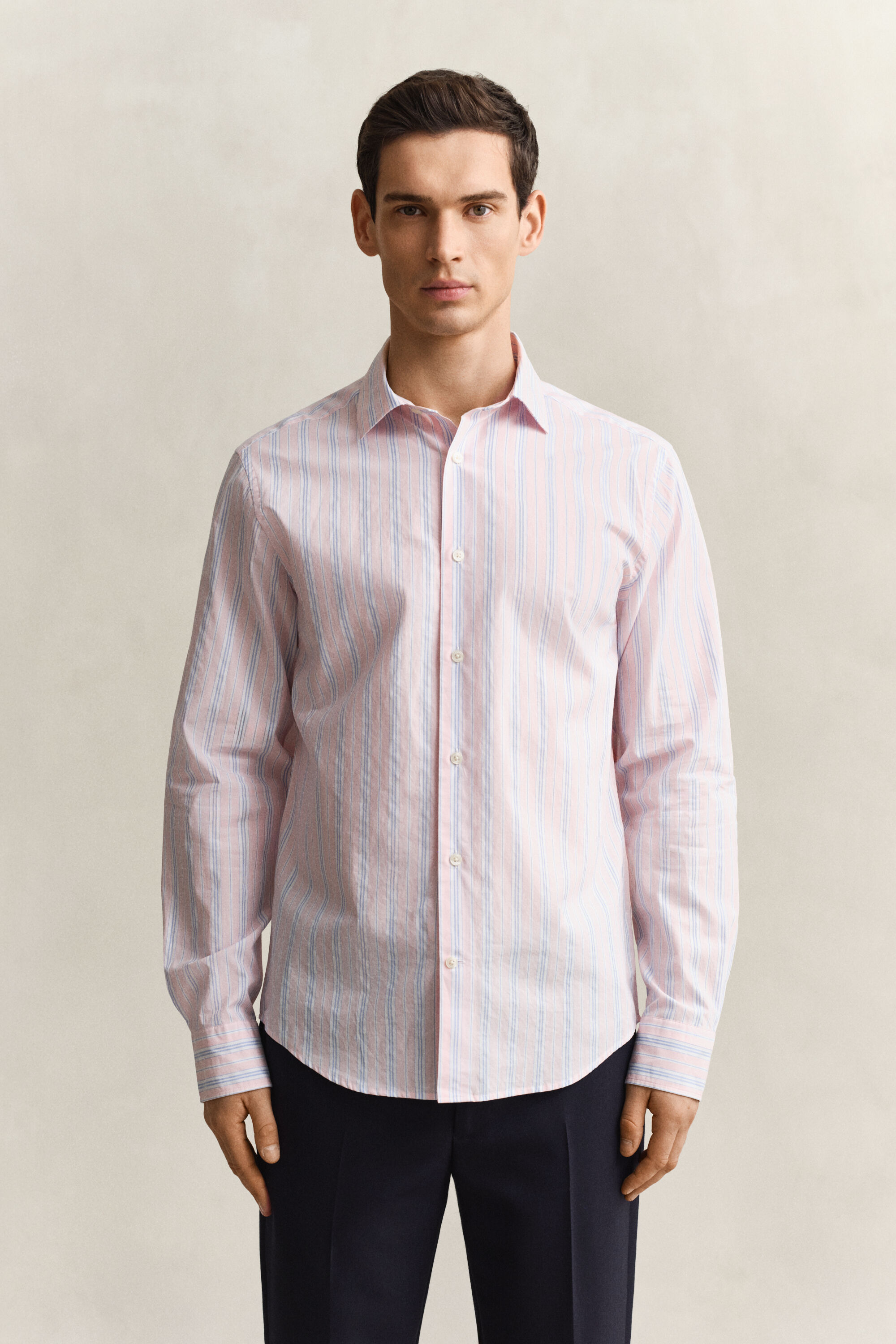 Chemise coupe regular à rayures dobby