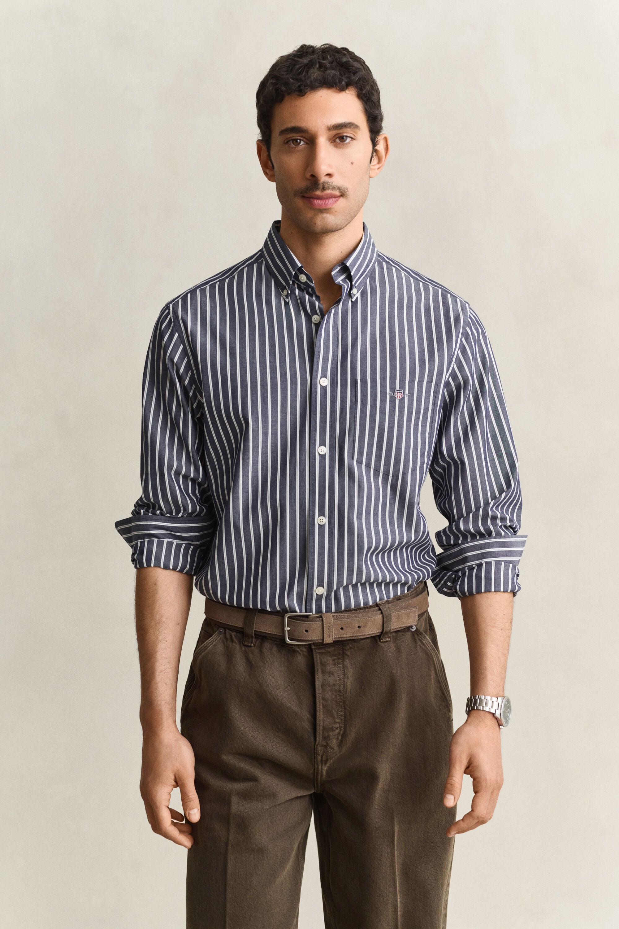 Chemise en popeline à rayures