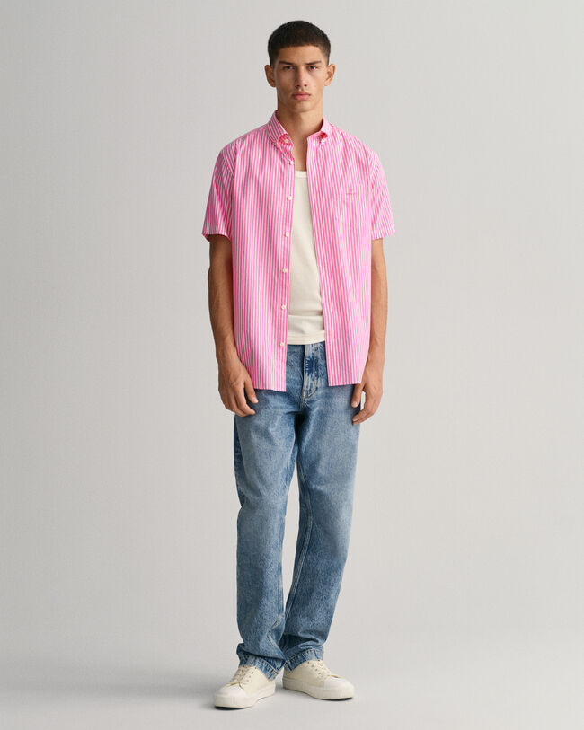 Chemise regular fit Broadcloth rayée à manches courtes