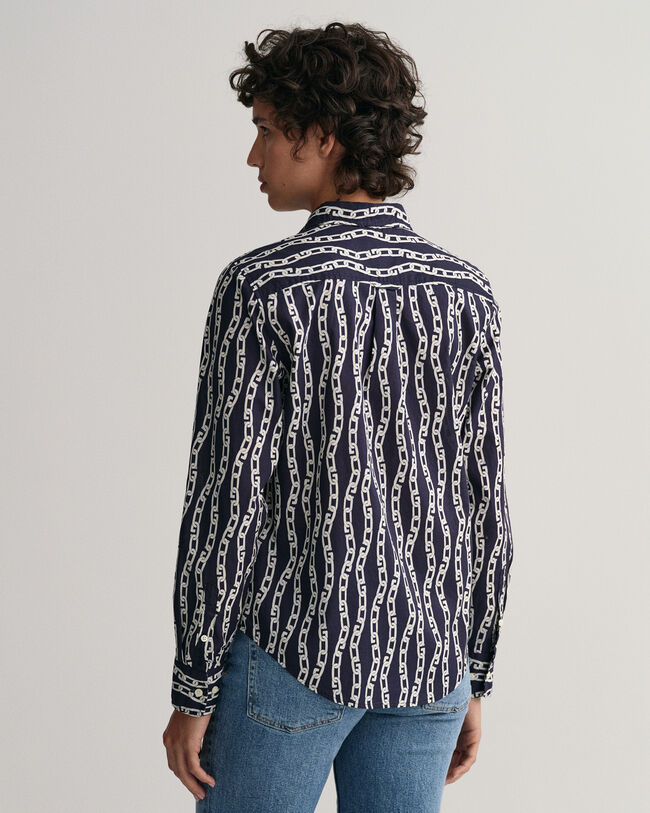 Chemise regular fit en voile de coton Chain Print