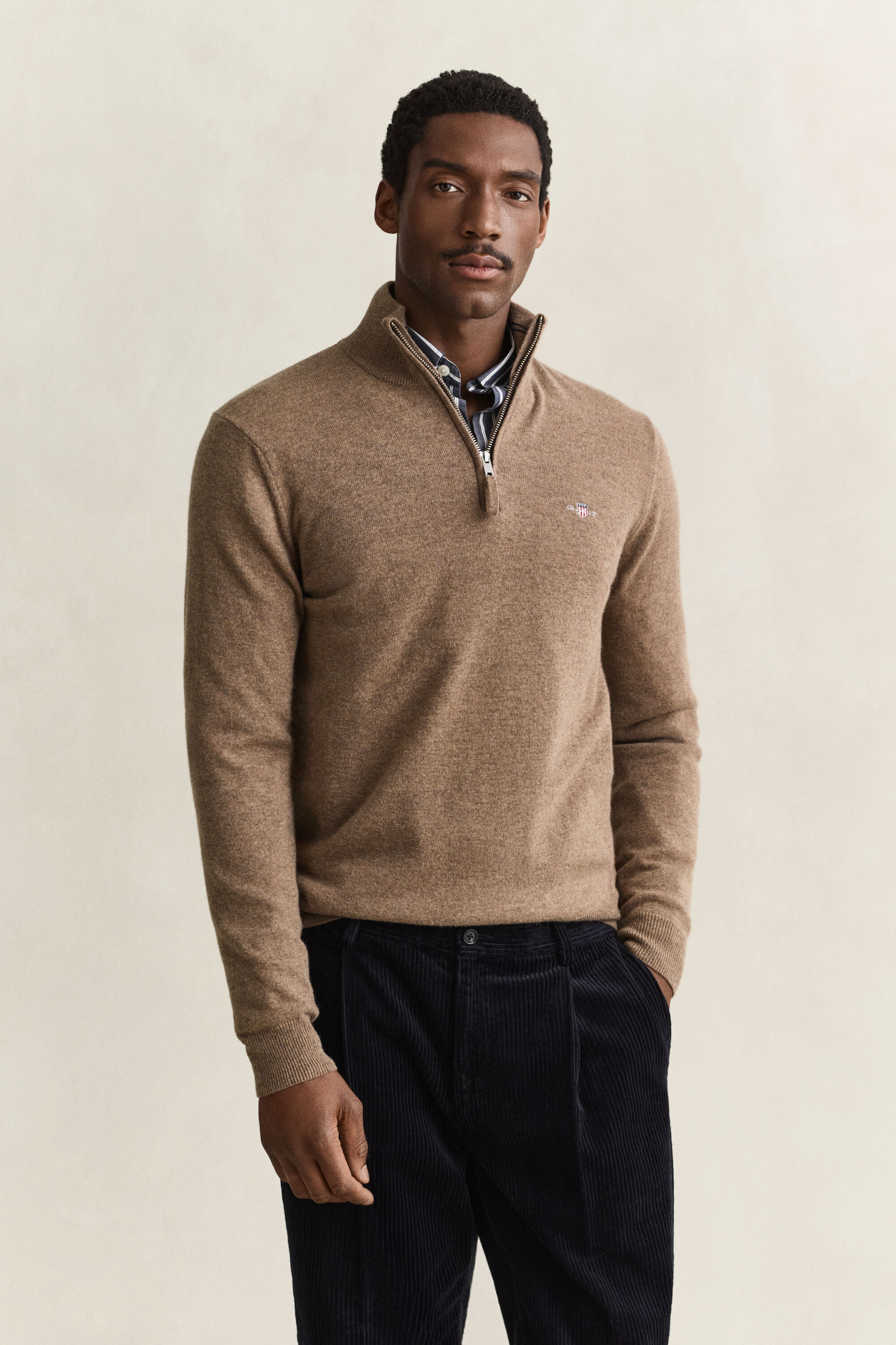 Pull à demi-zip en laine d’agneau