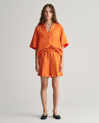 Short relaxed fit en lin m&eacute;lang&eacute; Pull-On