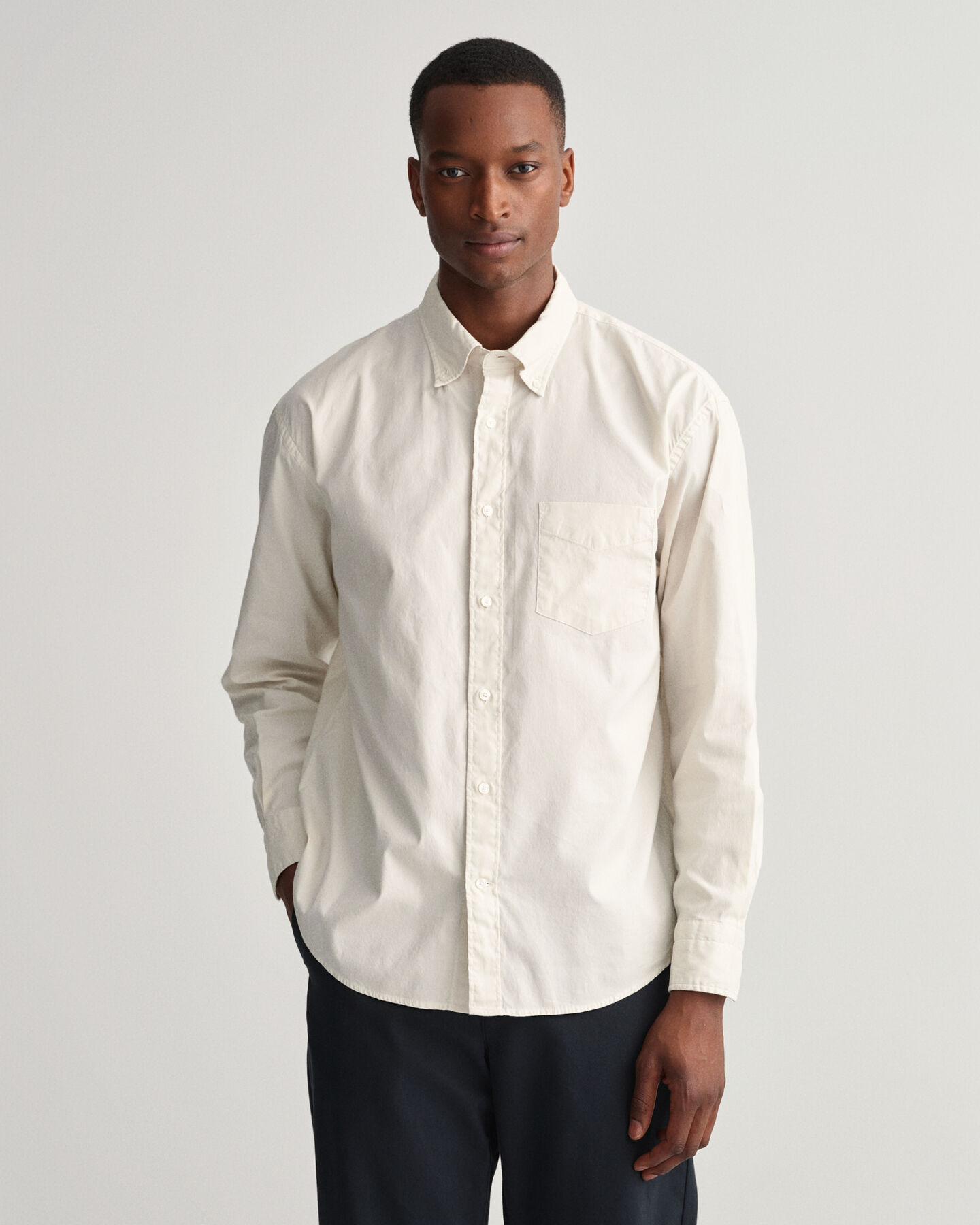 Chemise relaxed fit en coton Oxford teint en pi&egrave;ce