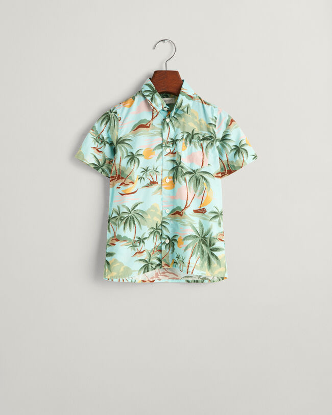 Chemise en coton à manches courtes Palm Print Kids