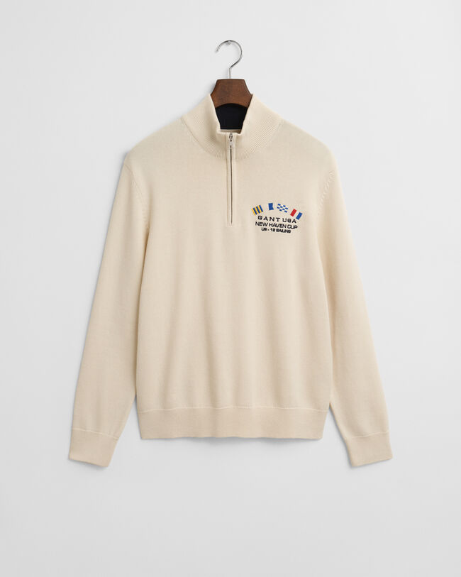 Pull &agrave; demi-zip avec drapeaux maritimes
