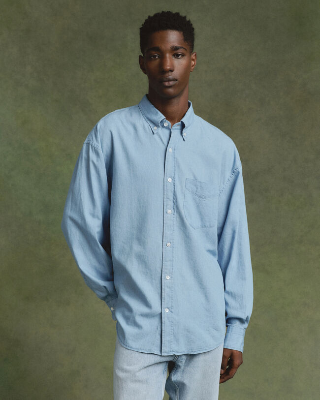 Chemise coupe ultra-ample indigo Luxury