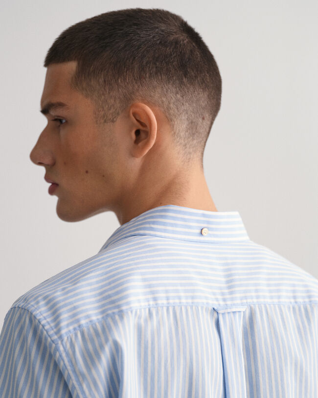 Chemise regular fit en popeline de coton à manches courtes et rayures