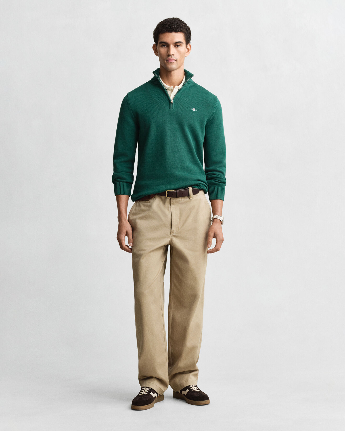 Pull en coton décontracté à demi-zip