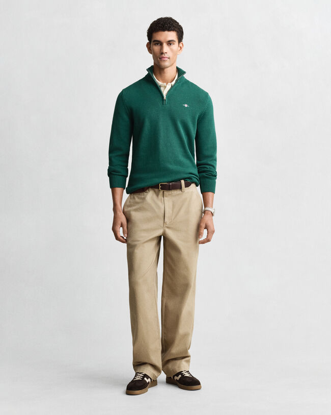 Pull en coton décontracté à demi-zip
