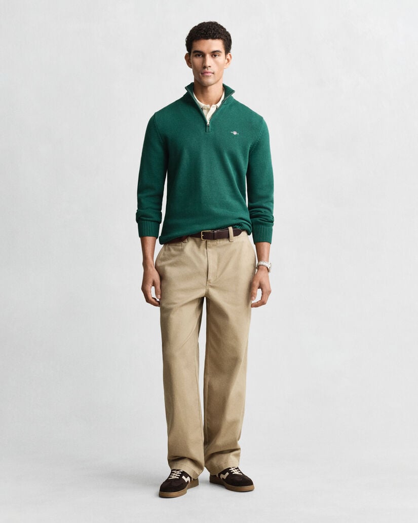 Pull en coton décontracté à demi-zip