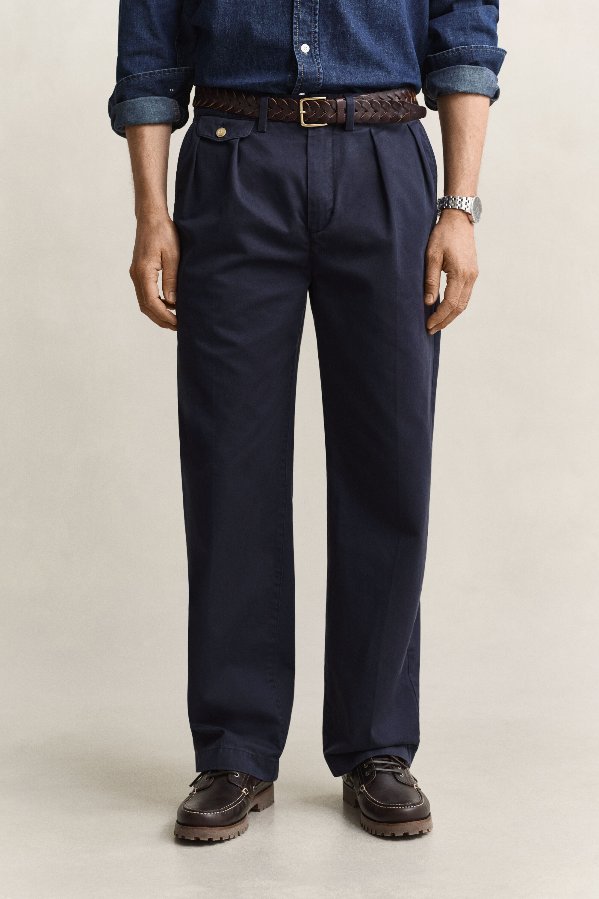 Pantalon chino en sergé de coton