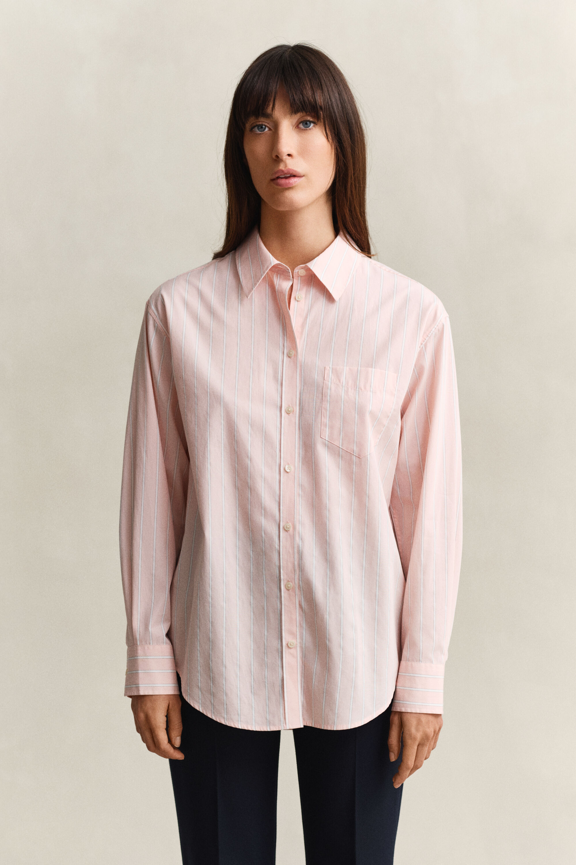 Chemise coupe décontractée classique en popeline à rayures