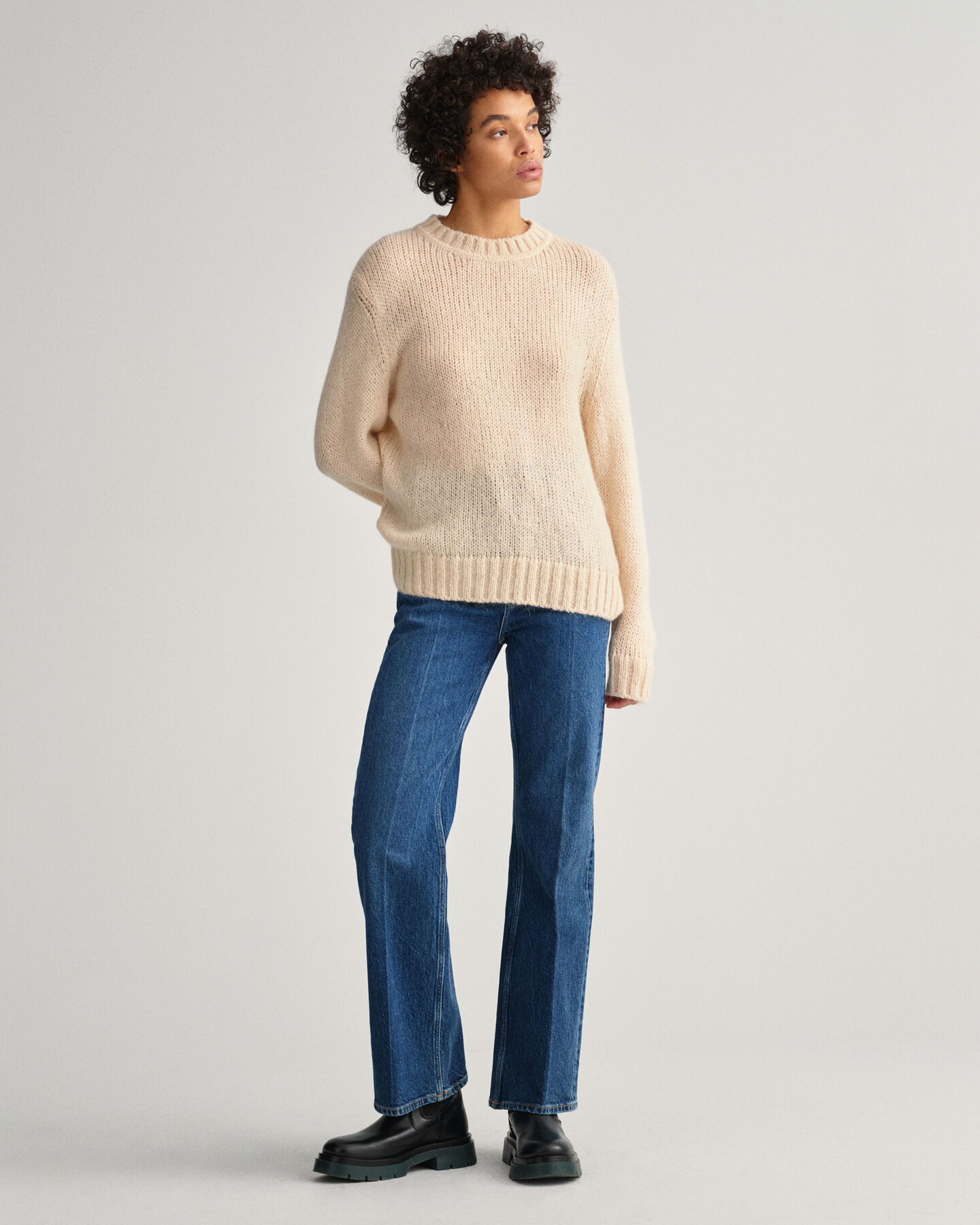 Pull ras du cou en mohair unie