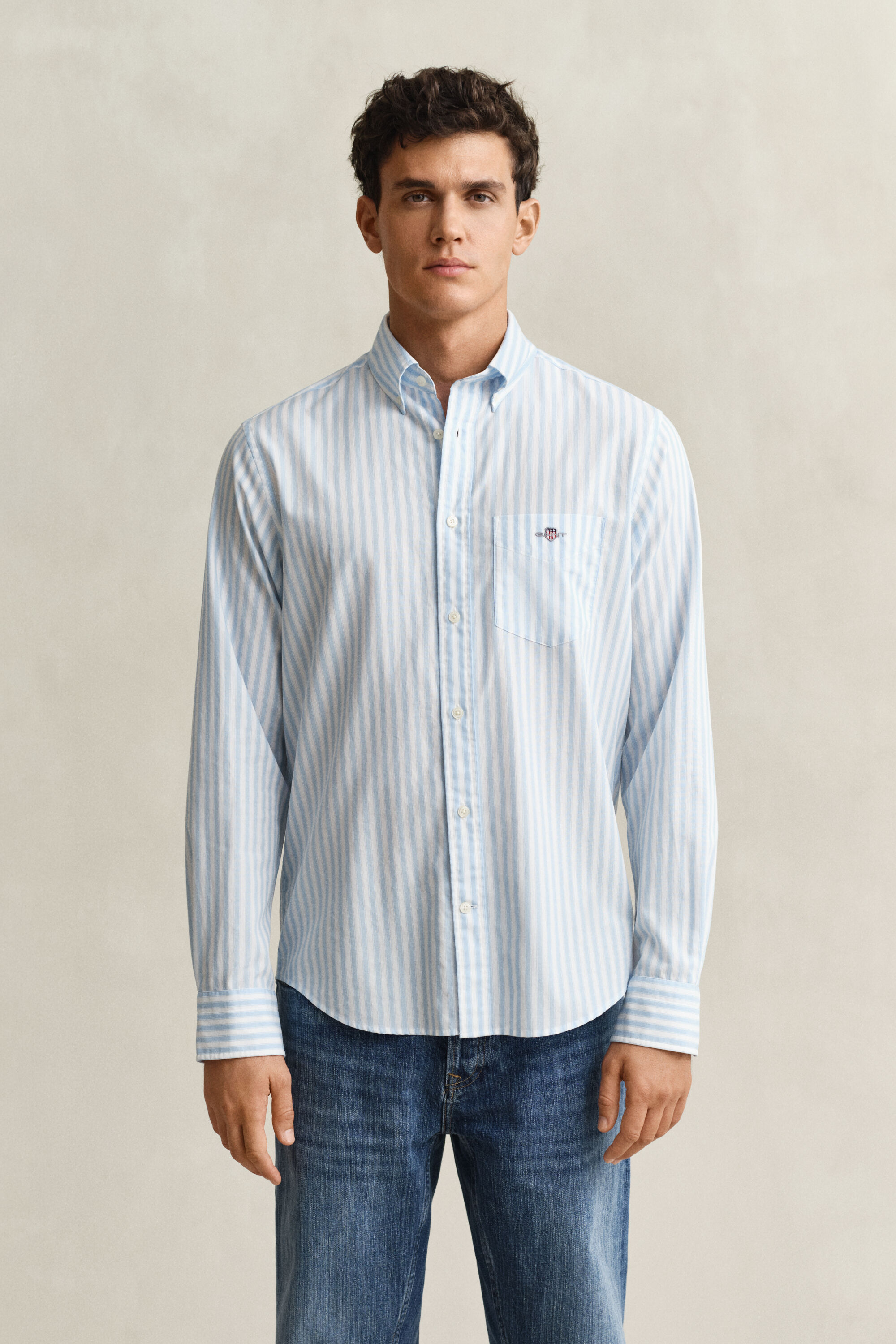 Chemise en popeline à rayures classique