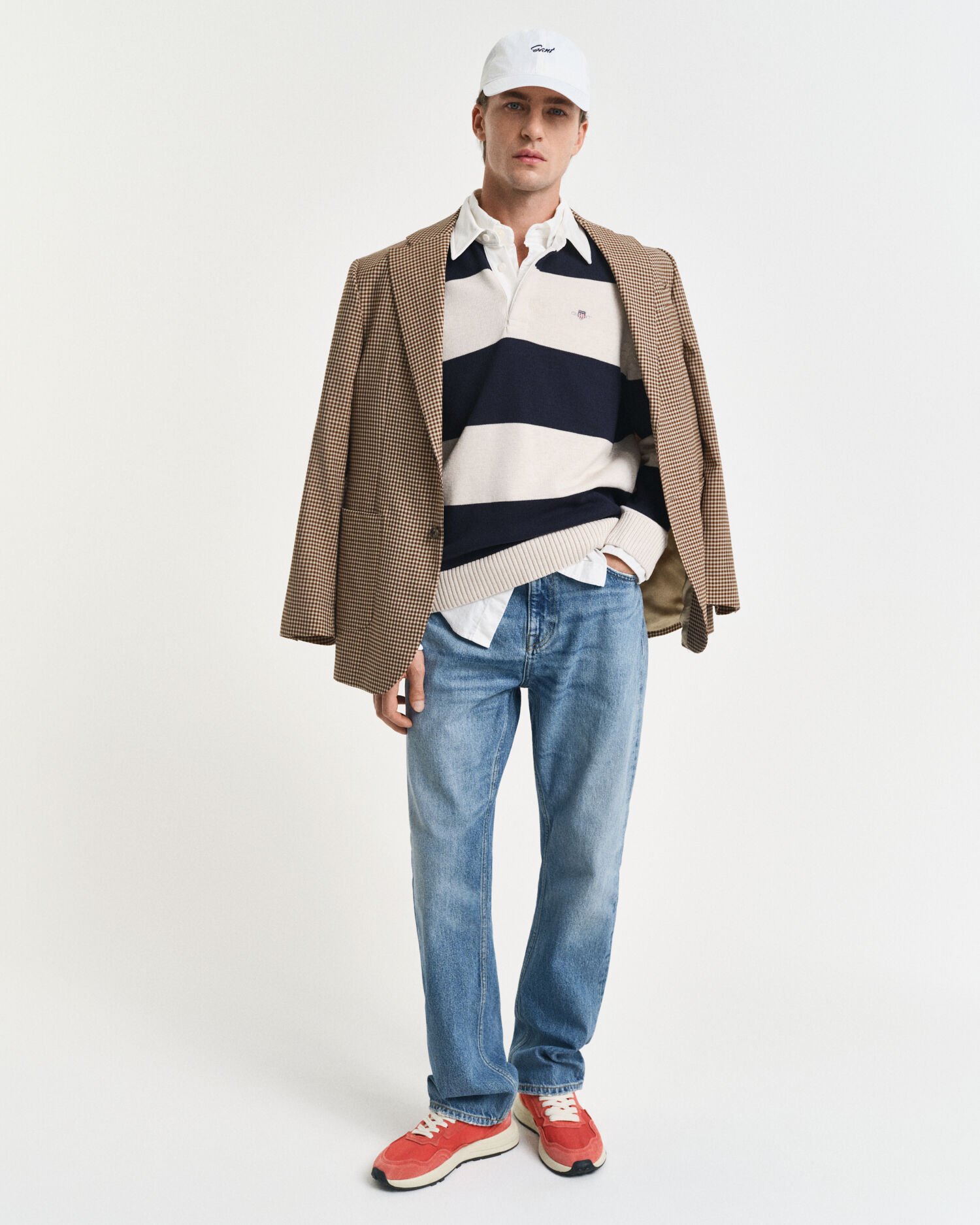 Pull polo à larges rayures