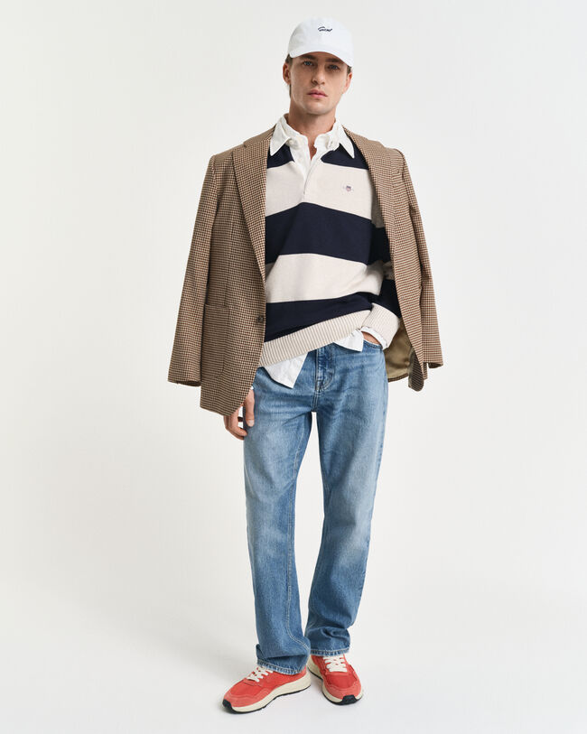 Pull polo à larges rayures